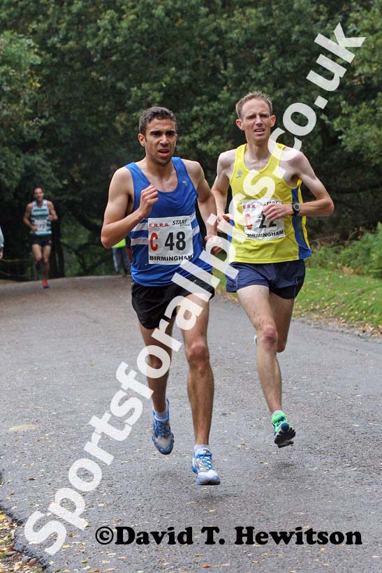 Jonny Taylor (Morpeth) and Ross Houston (Central AC) lon the 3rd leg of the senior mens 6 stage relay at the ERRA Mens 6 and Womens 4 Stage Road Relays, Sutton Park, Birmingham Road Relays.
